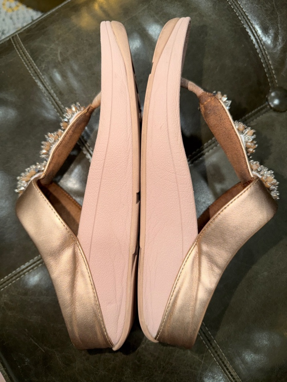 FitFlop Rose Gold Jeweled T-Bar Sandals - Picture 4 of 7